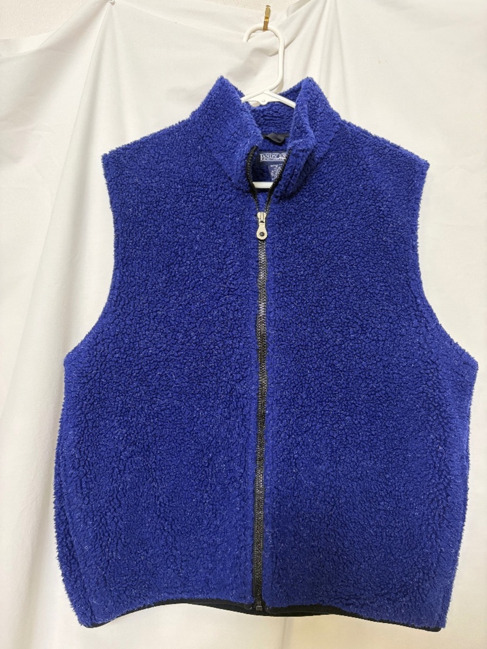 Blue Vintage 90's Lands' End Women's Fuzzy Deep Pile Fleece Vest Size M 10-12